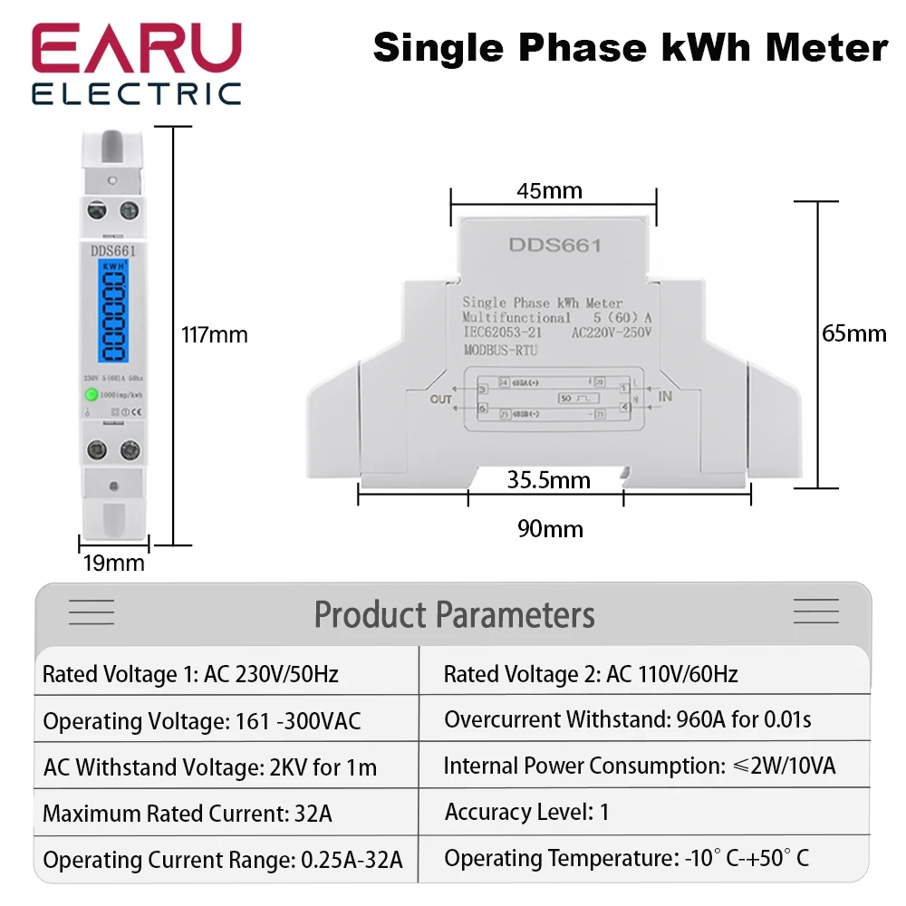 Single Phase Backlight Wattmet - Energy Meter Bidirectional review and price