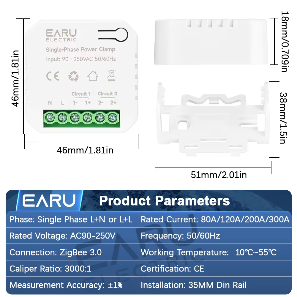 EARU 1 2 Phase Channel Tuya Ap - Energy Meter Bidirectional review and price